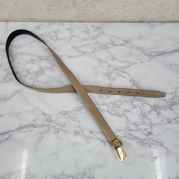 Nino Cerruti Gold Buckle Taupe Leather Belt - Picture 4 of 12